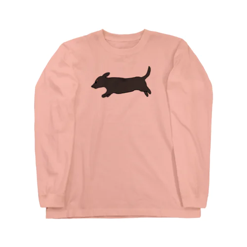 走る犬 ダックス ブラック Long Sleeve T-Shirt