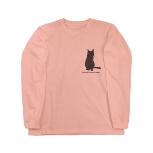 名言黒猫オレオくん ロングスリーブTシャツ