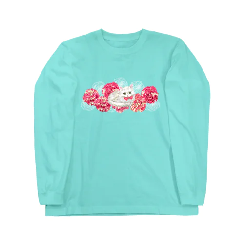 薔薇とチンチラシルバー Long Sleeve T-Shirt