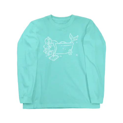 浴室でタブレットを使う人魚【しろ】 Long Sleeve T-Shirt