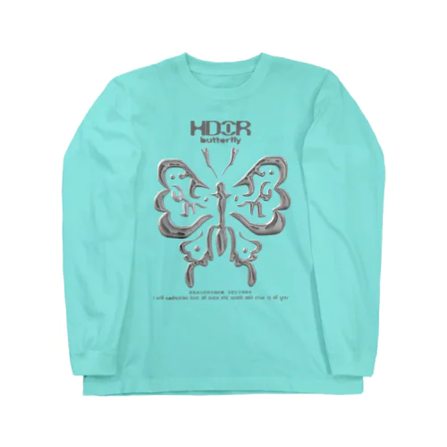 Metallic butterfly ロングスリーブT (double face) / EMERALD ロングスリーブTシャツ