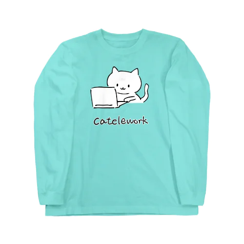 catelework テレワークネコ ロングスリーブTシャツ