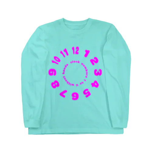 clock numbers 1 to 12 without hands【Tshirt】【Design Color : Pink】【Design Print : Front】 ロングスリーブTシャツ