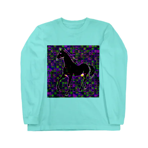 デジタルでアートな馬 Long Sleeve T-Shirt