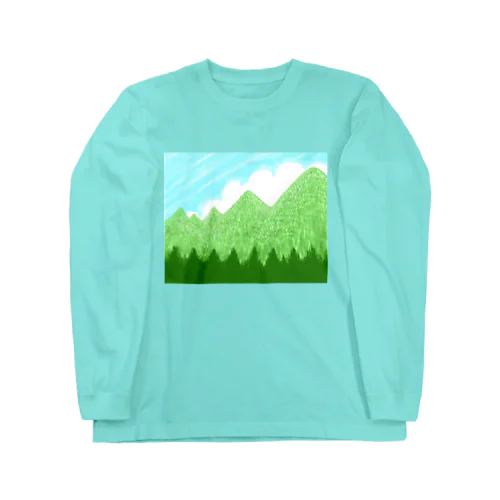 ☁️青空と雲☁️と青い山脈🗻ズ ロングスリーブTシャツ