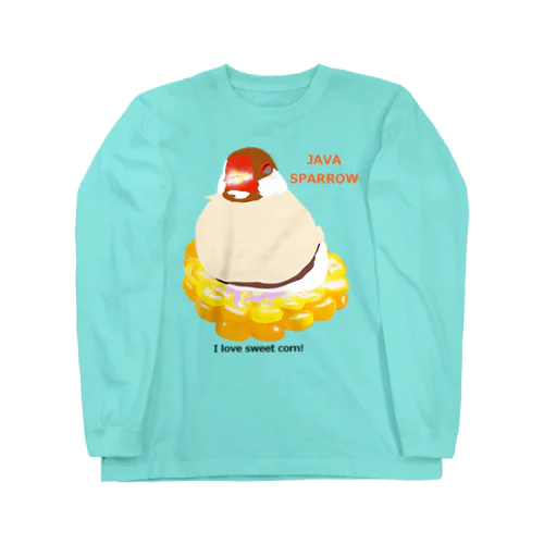 トウモロコシ大好き文鳥 ロングスリーブTシャツ