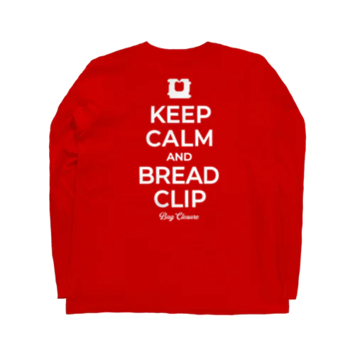 [★バック] KEEP CALM AND BREAD CLIP [ホワイト] ロングスリーブTシャツ