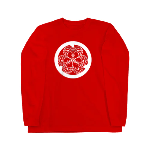 動物家紋。H.T.（三つ葉葵ハシビロコウ）ホワイト Long Sleeve T-Shirt