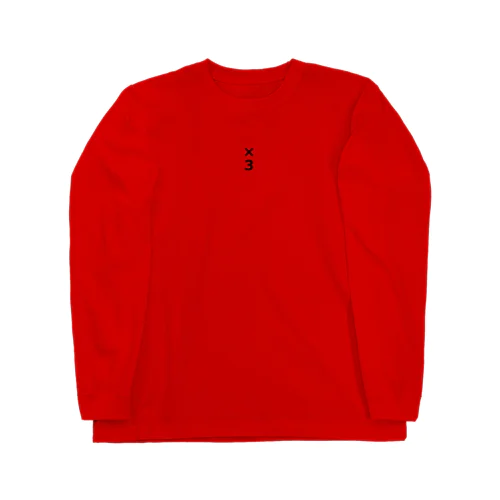 赤い３倍の ロングスリーブTシャツ