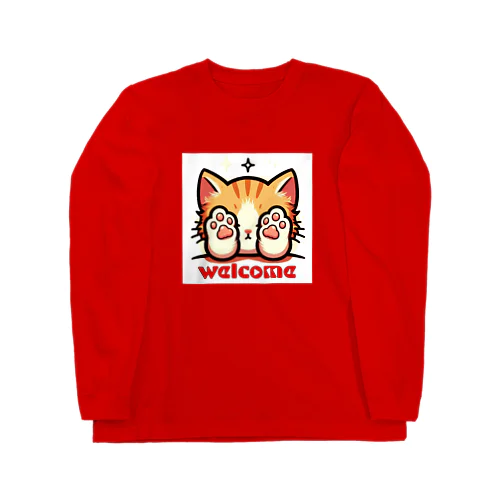 肉球で目隠し猫ちゃん Long Sleeve T-Shirt