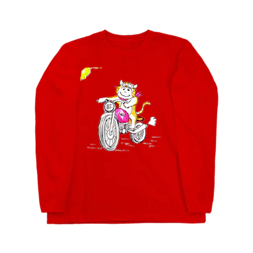 ほのぼの猫  ねこ と バイク Long Sleeve T-Shirt