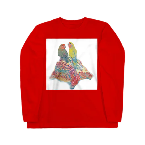 コザクラインコとヒョウモンガメ（リクガメ） Long Sleeve T-Shirt