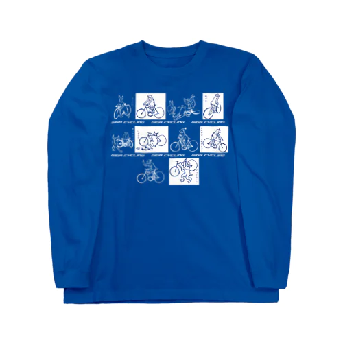 giga_cycling_grid_blue ロングスリーブTシャツ