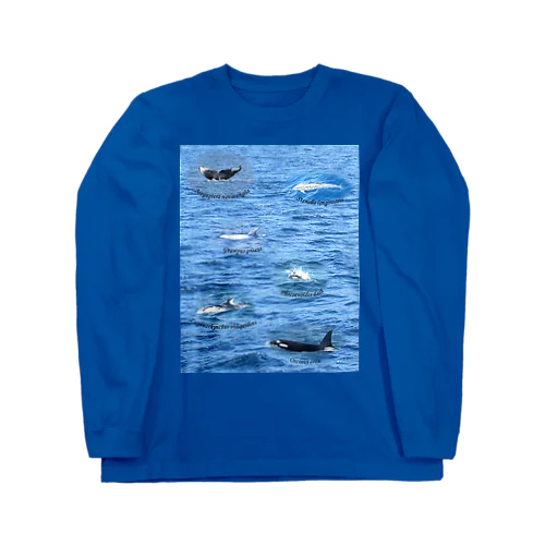 船上から見た鯨類(1) 롱 슬리브 티셔츠