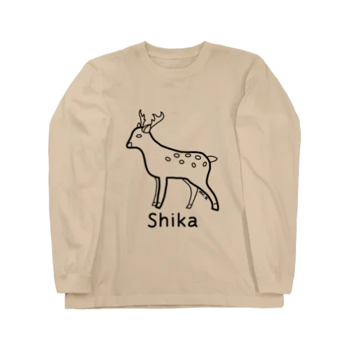 Shika (シカ) 黒デザイン Long Sleeve T-Shirt