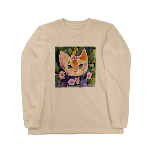 花畑で子猫とかくれんぼ Long Sleeve T-Shirt