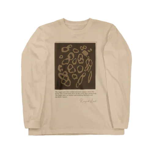 ワモン アザラシ 柄 ブラウン Ringed seal pattern Brown ロングスリーブTシャツ