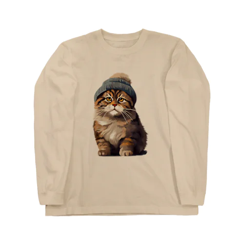 knit hat cat ロングスリーブTシャツ