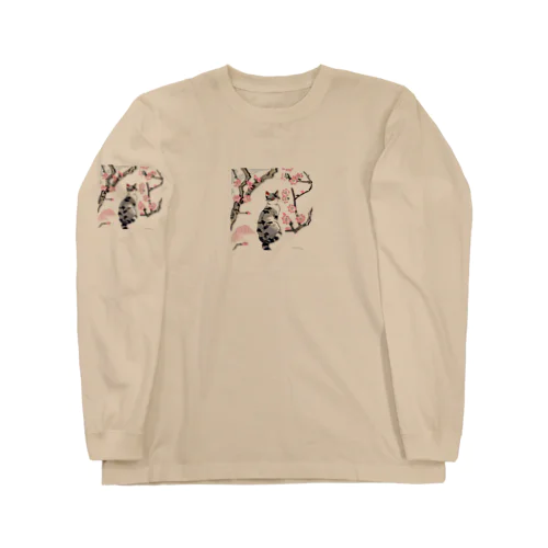 春の花と猫 Long Sleeve T-Shirt