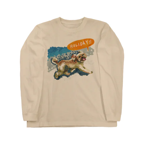 トイプードルのよものホリデー(ちぎり絵) Long Sleeve T-Shirt