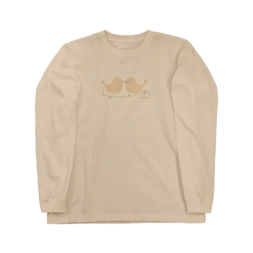 2羽の仲良し小鳥のシルエット Long Sleeve T-Shirt