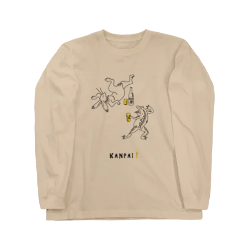 名画 × BEER（鳥獣戯画）黒線画 Long Sleeve T-Shirt