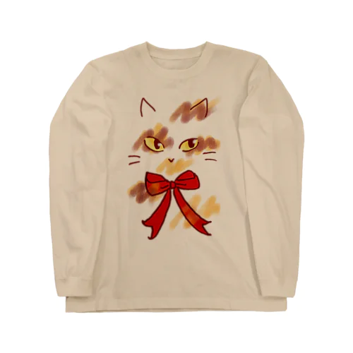 サビ猫・ミケ猫風(リボン) Long Sleeve T-Shirt