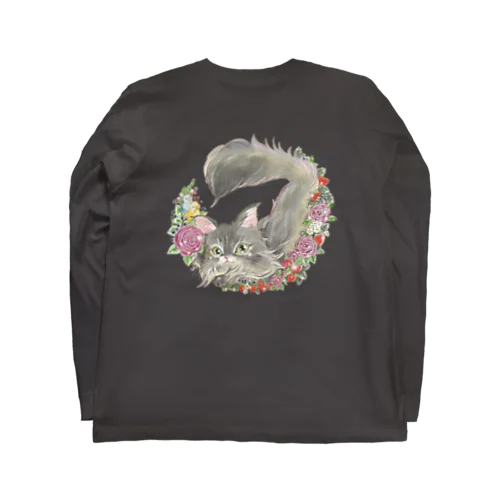 お花のリースとにゃんこ Long Sleeve T-Shirt