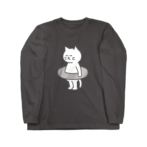 プールが苦手な猫 ロングスリーブTシャツ