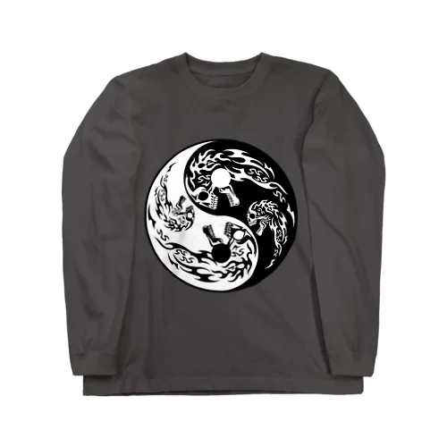 陰陽二連髑髏 旋転（オリジナル家紋シリーズ） Long Sleeve T-Shirt