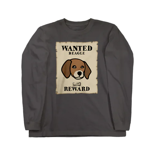 WANTED BEAGLE　イラスト ロングスリーブTシャツ