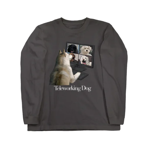 Teleworking Dog ロングスリーブTシャツ