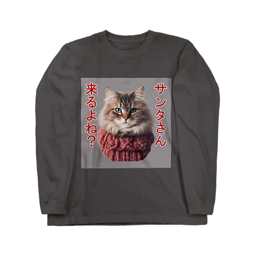 サンタを信じてる猫 ロングスリーブTシャツ