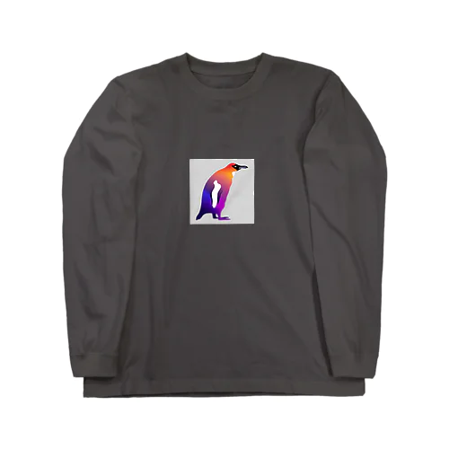 紫からオレンジのグラデーションのペンギン Long Sleeve T-Shirt