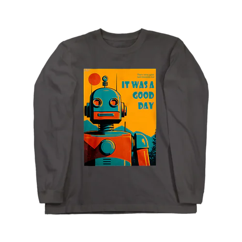 ポジティブな思考回路のレトロなロボットくん Long Sleeve T-Shirt