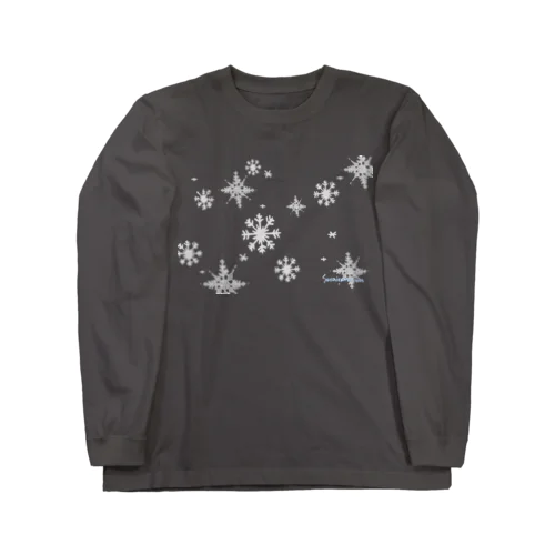 雪の結晶(グレー/横) 롱 슬리브 티셔츠