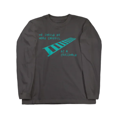 横断歩道は気をつけよう　水色 Long Sleeve T-Shirt