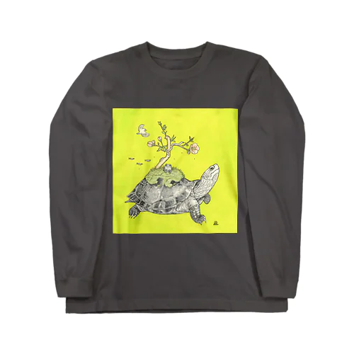 亀盆栽 ロングスリーブTシャツ