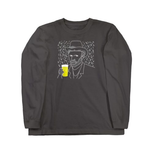 名画 × BEER（ゴッホ自画像）白線画 *文字なしver. Long Sleeve T-Shirt