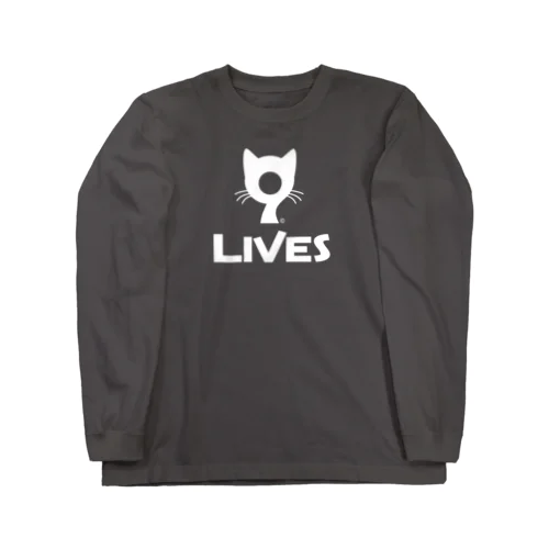 9LIVES logo white ロングスリーブTシャツ