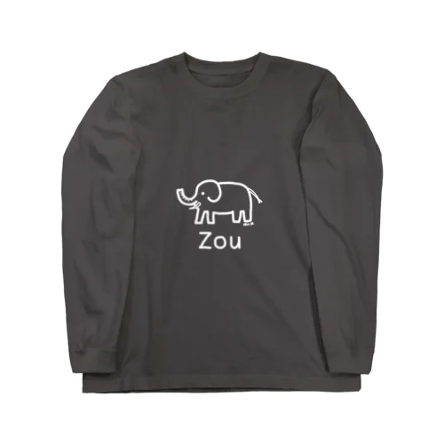Zou (ゾウ) 白デザイン ロングスリーブTシャツ