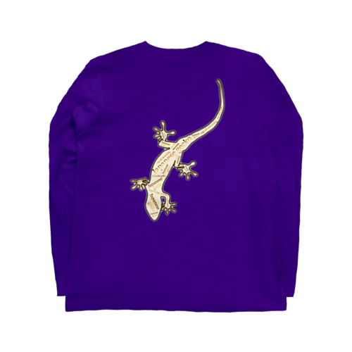 Japanese gecko(ニホンヤモリ)　英語デザイン ロングスリーブTシャツ
