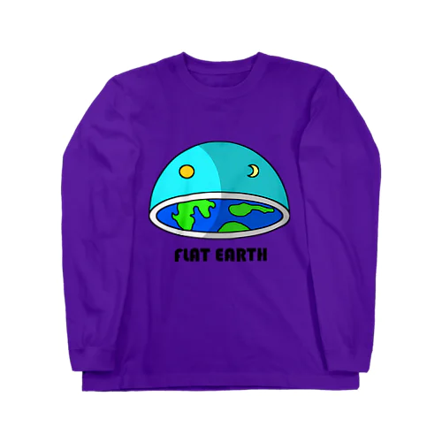 フラットアース　(FLAT　EARTH）透明背景 ロングスリーブTシャツ