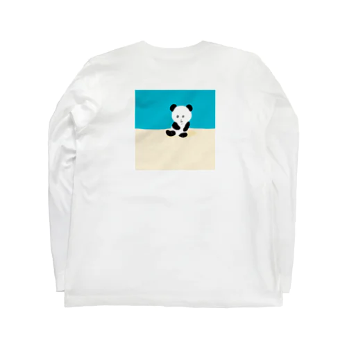 水色の壁に寄りかかるパンダさん Long Sleeve T-Shirt