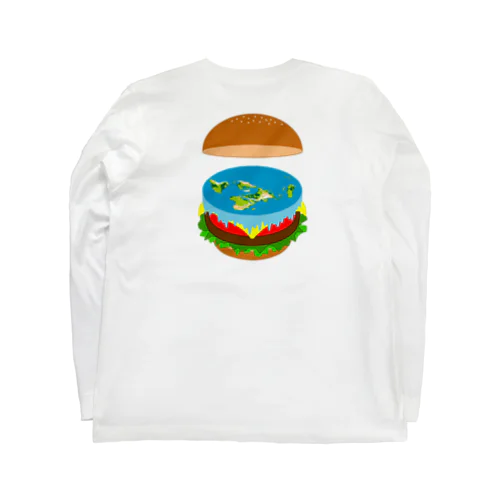 バックプリント:地球平面バーガー説[v2.8k] Long Sleeve T-Shirt