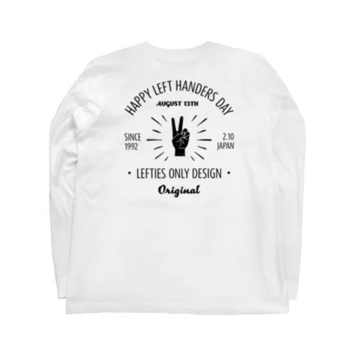 [★バック] HAPPY LEFT HANDERS DAY(文字ブラック) ロングスリーブTシャツ