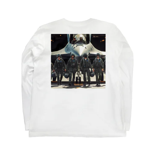 軍用機へと乗り込むパイロット Long Sleeve T-Shirt