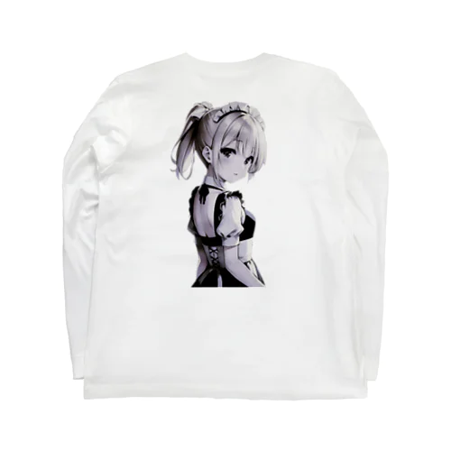 見返り金髪ポニテメイドさんモノクロバージョン Long Sleeve T-Shirt