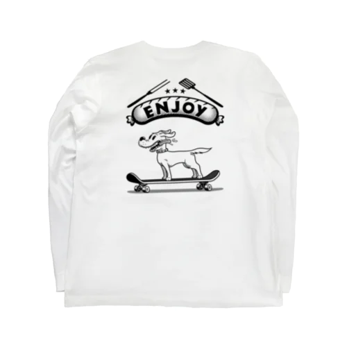 happy dog -ENJOY- (black ink) Long Sleeve T-Shirt