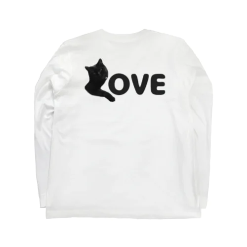 黒猫カカオたんの猫文字「LOVE」 ロングスリーブTシャツ